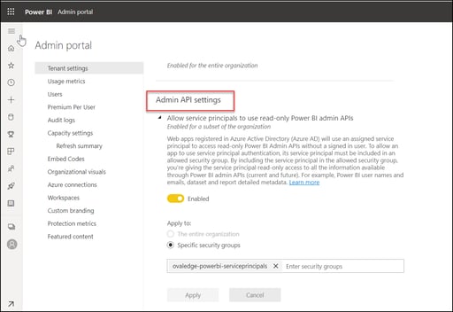 Admin-API settings