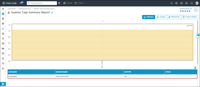 Queries Tags Summary Report